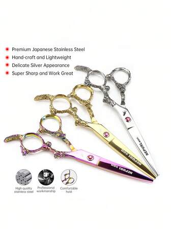 NEPURL son 1 PC Professional Hair Cutting Scissors - Barber Shears For Men, Women, And Pets Thinning Shears, Home Hair Cutting Barber/Salon Thinning Shears, Stainless Steel Hairdressing Scissors