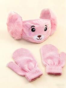 Autumn And Winter Season Plush Mask With Ear Covers, Two-In-One, Children's Bear Cartoon Mask