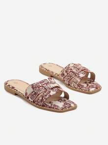 Sandali piatti con lacci stile boho per donne, casual per l'estate e i viaggi in spiaggia - Rosso - Visualizzare 5