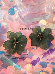 1 对女士永恒花瓣设计多层复古风格耳钉，优雅百搭 - 淺藍色 - 查看 10