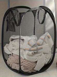 Collapsible Pop-Up Laundry Hamper With Sturdy Handle And Side Pockets. The Mesh Design Makes It Easy To Carry And Fold, Making It An Ideal Dirty Clothes Basket For Dorms, Laundry Rooms, And Bathrooms. Suitable For Storing Clothes, Miscellaneous Items, Dresses, Pants, Shoes, Jeans, Boots, Skirts, Etc. - Multicolor - View 2