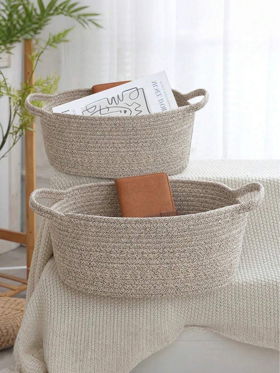 超纯色加厚可折叠大容量洗衣篮，脏衣服篮，毯子篮，手工编织篮，用于存放衣物、毯子、枕头、玩具、杂物、鞋子，可在卧室、洗衣房、走廊使用，适合作为母亲节礼物收纳篮。 - 彩色 - 查看 1