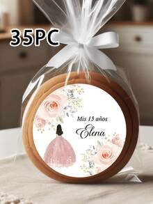 35 etiquetas redondas personalizadas, mate, etiquetas personalizadas con diseño de corona, adecuadas para celebraciones de cumpleaños - Multicolor - Ver 8