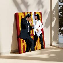2D Flat Printing, 1pc, Pulp Fiction Characters In Dynamic Dance Pose Against Bold Red Background With Visible Yellow Text FLYING Man In Dark Suit With Raised Fists Woman In White Shirt Black Pants With Confident Stance Capturing Cinematic Energy, Canvas Wall Art For Living Room, Bathroom Wall Art Bedroom Framed Wall Art Poster Art Prints Ready To Hang Pictures Home Decorations Wall Decor For Office - Nhiều màu - Xem 4