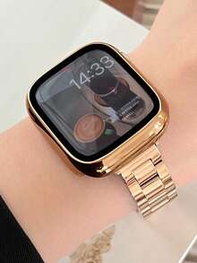 2 件装玫瑰金表带及屏幕保护膜，14mm 宽，纤薄时尚，适合年轻女性。玫瑰金金属表带及屏幕保护膜，可选尺寸：38mm、40mm、41mm、42mm、44mm、45mm、46mm、49mm，防震、防刮、防尘，兼容 Ultra3/2/1 SE/S10/S9/S8/S7/S6/S5/S4/S3/S2/S1 等机型。 - 玫瑰金 - 查看 6