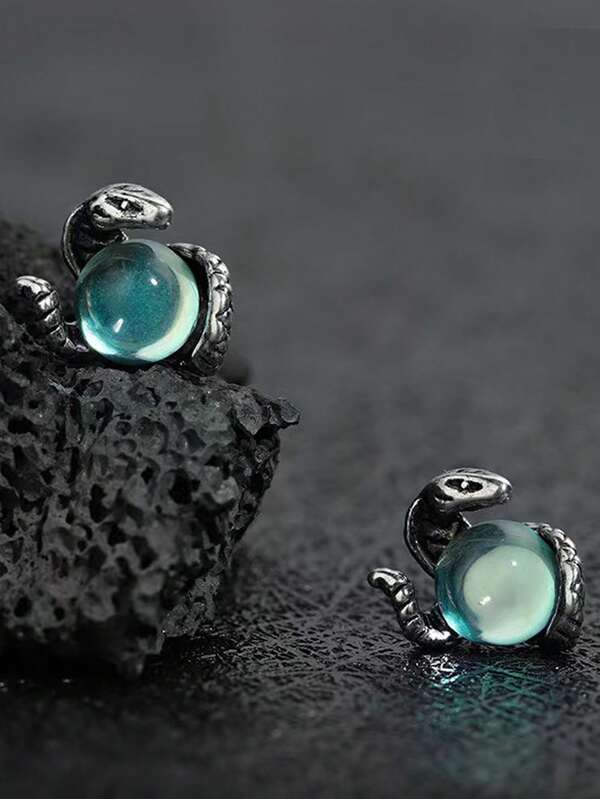 1 Pair Unisex Gothic Style Fashionable Minimalist Elegant Crystal Stud Earrings, Versatile For Daily Wear