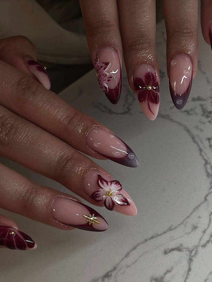 24片杏仁形3D凝胶美甲贴纸，提升您的美甲造型，打造花卉美甲、法式美甲、珍珠点缀等效果，完美搭配亚克力美甲套装。套装包含：1瓶果冻凝胶和1把指甲锉。杏仁形法式美甲贴纸，适合女性和女孩日常、工作、节日派对等各种场合。 - 彩色 - 查看 1