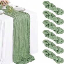 1/2/6/10 PCS Sage Green Cheesecloth Table Runners 35*120 Inch Boho Farmhouse Rustic Sheer Gauze Table Decor For Wedding Baby Shower Birthday Dinner Party Reception Centerpieces
