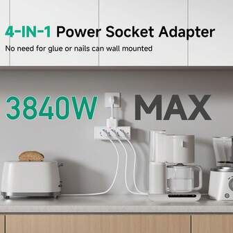 European Socket With Independent Switch And 16A Fuse-3840W High Power Output, Compact And Lightweight Design, Global Voltage 220-240V, Suitable For Home, Office, Travel-Space-Saving Multifunctional Power Supply Plug-In, 3 AC Sockets, Overload Protection, Rectangular Wall Extension Socket.