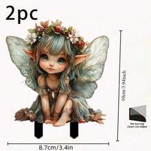 1 pieza/2 piezas, Estaca de jardín de hadas de mariposa de acrílico, perfecta para patios y jardines, decoración de bonsái, decoración navideña, regalo para amigos, 2D