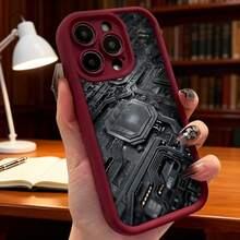 Fundas de teléfono transparentes y modernas,Cubierta de teléfono con diseño de circuito electrónico Negro con patrón de placa madre y chip para uso diario en oficina o estudio Aplicable a teléfonos Apple y Galaxy - Blanco - Ver 6