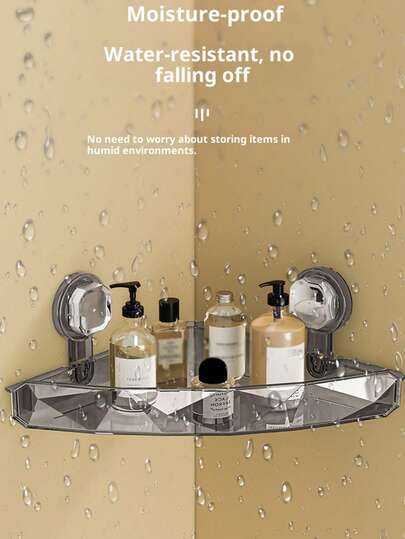 Suction Cup Type Storage Rack, Bathroom Storage Rack, Wall-Mounted, No Need For Drilling, Light Luxury Triangular Storage Box For Bathroom And Washroom Bathroom Accessaries