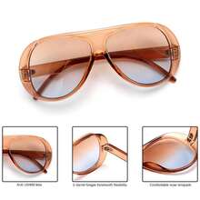 1PC New Vintage Design Oversized Square Fashion Glasses, High-End Street Style Party Festival Everyday Casual Eyewear Beach Accessories For Women Glasses Shades Plain Casual PC None - 咖啡棕 - 查看 6