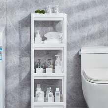 Estante de almacenamiento ancho de cuatro niveles, estante de cocina, estante de almacenamiento móvil, ahorra espacio, fácil de montar y fácil de limpiar, adecuado para baños, aseos, cocinas, habitaciones, balcones, etc. (Blanco 36,1 x 22,8 x 103 cm) - Colores mixtos - Ver 3