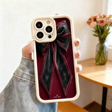 Cubierta de telefono con lazo elegante color negro y rojo oscuro con estampado de corbata y texto dark sheet para uso diario y estilo fashion - Negro - Ver 3