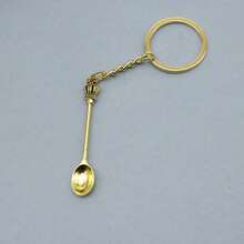 Jewelry Simple Spoon Keychain Pendant - Antique Silver - View 3