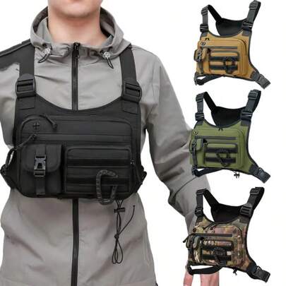 4 Color Options Oxford Cloth Men's Chest Bag Outdoor Tactical Vest Outdoor Sports Cycling Vest Multifunctional Backpack