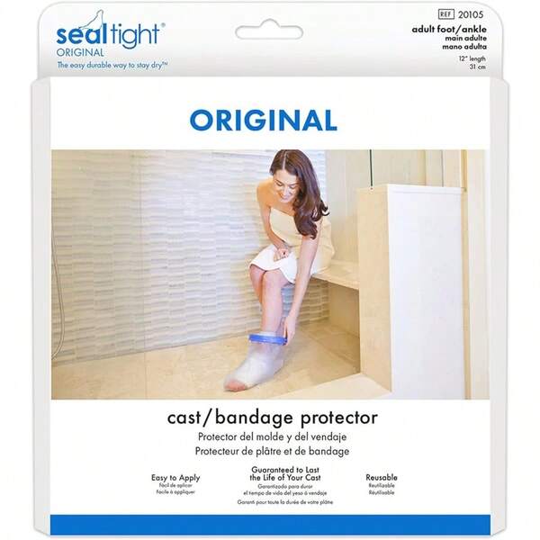 SEALTIGHT Original Cast And Bandage Protector Watertight Protection Keeps Skin And Casts Dry Prevents Moisture Penetration Ideal Protection When Showering Or Swimming Adult Foot Ankle 31cm