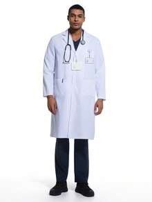 Bata de laboratorio profesional Cimmuovere de manga larga, blanca, unisex - Blanco - Ver 6