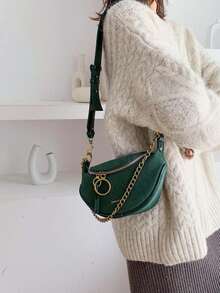 1 Stück modische neue einfarbige Damen Brusttasche mit matter Oberfläche, passend für Herbst und Winter, vielseitig und elegant, Wildleder Umhängetasche/Schultertasche