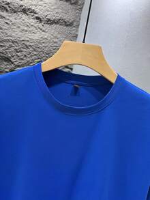 SU ER 男士时尚印花宽松短袖T恤 | 精致设计 | 夏季必备 | 易于搭配，展现您的风格 - 藍色 - 查看 3