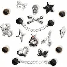 Bling Shoe Charms Women, Rhinestones Shoe Decoration Charms, Girly Shoe Chains Clog Sandals, Shoe Accessories Party Favor - Gothic - 查看 1
