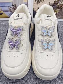 2PCS Bling Rhinestone Resin Butterfly Shoe Lace Charms Funny Shoelaces Buckles DIY Decorations Luxury Shoe Clips Accessories Decor For Women Sneakers - 2 - View 10