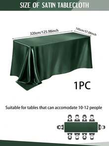 1 pièce Nappe en satin, 145*180cm/145*260cm/145*320cm, vert sauge/vert foncé couleur unie, surface en satin, rectangulaire, convient pour les mariages, les banquets, les fêtes, les anniversaires - Multicolore - Voir 15
