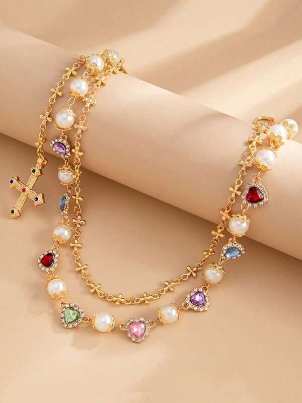 1pc Men's Elegant European & American Y2K Style Accessories Fashion Hip-Hop Rhinestone Pearl Gold & Silver Cross Pants Chain, Versatile Casual Pants, Streetwear, Suitable For Strolling, Festivals, Travel, Daily Life, Dates, Parties Old Money Vintage Autumn/Fall Urban Outfit Classic Christmas Winter Fashion Daily Men Boyfriend Gift