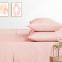 Queen Bed Sheets Set 1000TC Ultra Soft Microfiber Bedding Extra Deep Fitted Sheet And Flat Sheet And 2 Pillowcases 4 Piece Light Pink Queen Size