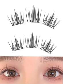 10 Rows/60pcs Natural Fairy Eyelashes, High Volume Cartoon Style Individual Cluster Lash Extensions For Beginners - D - View 2