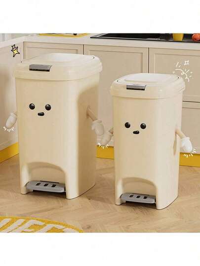 Rectangular Plastic Garbage Can With Pedal, Large Capacity, Double-Opening, Deodorant Seal, Foot Operated, No Power Required, For Kitchen And Living Room, Polished Finish