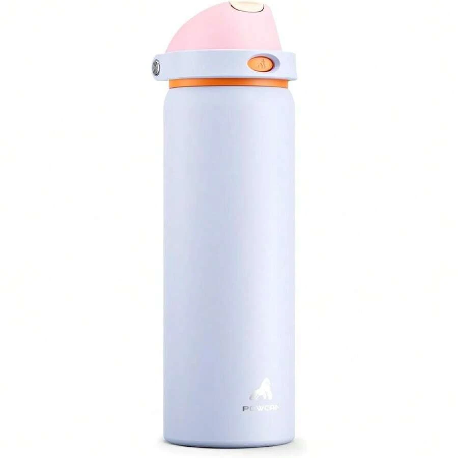 32 Oz Metal Water Bottle For School: One-Hand Push Button Lid, Leakproof, Keep Cold 24Hrs, , Stainless Steel Insulated Flask With Straw For Gym, Camping, Hiking, Outdoors (Lilac Mood),27007048 - 香檳色 - 查看 1