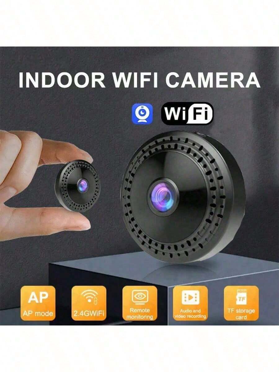 1 pieza Cámara de WiFi 1080P, compatible con visualización remota, visión nocturna infrarroja, detección de movimiento, almacenamiento en la nube inteligente, adecuada para uso en interiores, portátil, conexión inalámbrica de 2.4GHz, batería recargable, fácil instalación, compatible con tarjeta SD