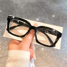 cabecade 老花镜弹簧铰链舒适时尚优质老花镜男女通用方形镜框眼镜 - 黑色 - 查看 6