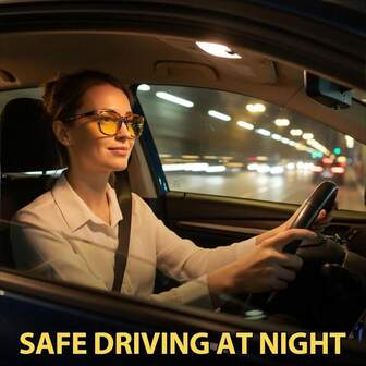 Night Driving Glasses For Women, Anti Glare Night Vision Glasses Polarized Yellow Nighttime Glasses UV400 Protection