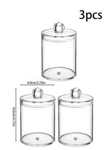 1pc Transparent Acrylic Bathroom Storage Jar For Swabs & Dental Floss, Q-Tip Holder, Bathroom Accessories, Room Decor - Clear - View 10