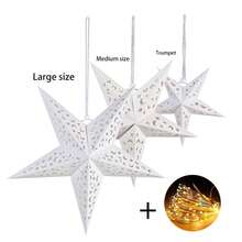 Folding Hanging LED Star Light, Star Moon Paper Light, Suitable For Room Decoration, Parties, Christmas Garden Lights Garden Decor Wedding Decor Gifts Birthday Graduation - Warm Light - View 8