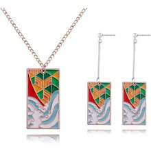 Anime Kamado Tanjiro Hanafuda Earrings - Kimetsu No Yaiba Hanafuda Earrings - Cosplay Accessories Womens - 富岡義勇 項鍊套裝 - 查看 1