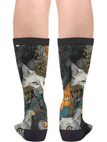 Funny Velty Socks Casual Athletic Crazy Crew Socks For Women Men - Sứ xanh trắng - Xem 2