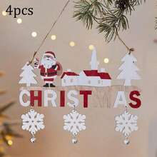 1 pièce/4 pièces/6 pièces Décoration de Noël en bois à suspendre à la porte, utilisée pour décorer les murs de la famille, les arbres de Noël. Cadeaux de Noël et du Nouvel An