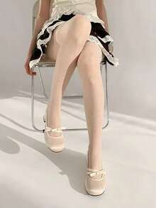 女士性感闪亮亮片长筒袜 | 适合派对、圣诞节、夜间外出的闪亮紧身裤 - 杏色 - 查看 6