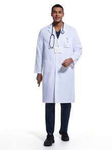 Bata de laboratorio profesional Cimmuovere de manga larga, blanca, unisex - Blanco - Ver 4