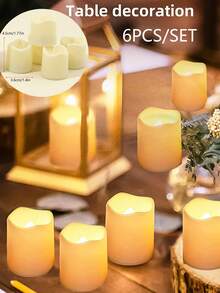6pcs Battery Operated Golden Powder Candle Lights,LED Electronic Simulation Flameless Candle Lamp,Tea Light,Birthday,Party,Holiday, Indoor And Outdoor Creative Scene Decoration Light, Including Batteries,Wedding And Wishing Candle Light,Christmas Decoration Candle Lights - Gold - View 14