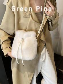 Nowa khaki ze ściągaczem Mini torebka typu bucket, modna minimalistyczna damska torba na ramię typu crossbody, odpowiednia na wyjścia i dojazdy do pracy, jesień/zima