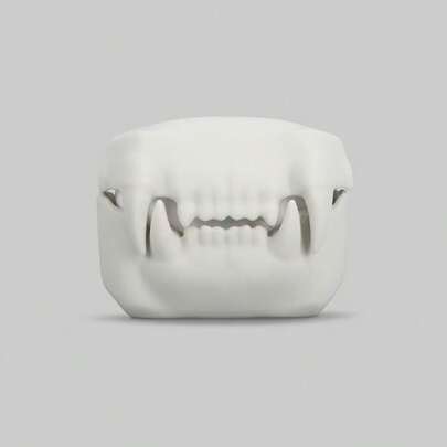 غطاء سماعة الأذن بشكل سن النمر الجميل، غطاء سماعة الأذن الأبيض اللبني، غطاء سماعة الأذن المضاد للسقوط المضحك والشخصي، علبة سماعة الأذن السيليكونية الأنيقة المناسبة لطرازات 3/4/برو