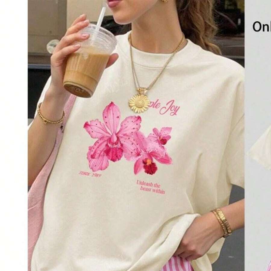 Women's Unisex T-Shirt, 100% Cotton, 30.1 Yarn, New Release 2025, Immediate Shipping, Casual Style - 香檳色 - 查看 1