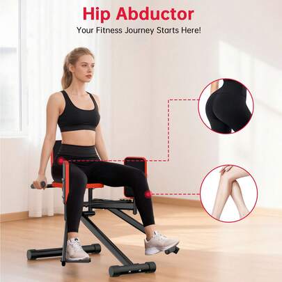 GartistGo Leg Trainer Hip Abductor Machine, Black & Red Glute And Thigh Exercise Equipment With 2-Level Adjustable Resistance, Compact Home Fitness Machine For Women