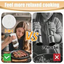 Electric Salt And Pepper Grinder Set Double Spice Container Adjustable Coarseness And Automatic OneHand Operation For Home Kitchen Outdoor Camping Pink - 粉色 - 查看 3