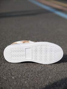Couples Shoes Size 36-45, Women's Fashion Sneakers, Breathable Casual Shoes, Women's Lace-Up Flat Shoes, Men's Skateboard Shoes, Brown & White Color Block Women's Shoes, Men's Low-Top Tennis Shoes, Casual Outdoor Training Shoes, Fashionable Star Women Shoes - Chocolate Brown - View 3